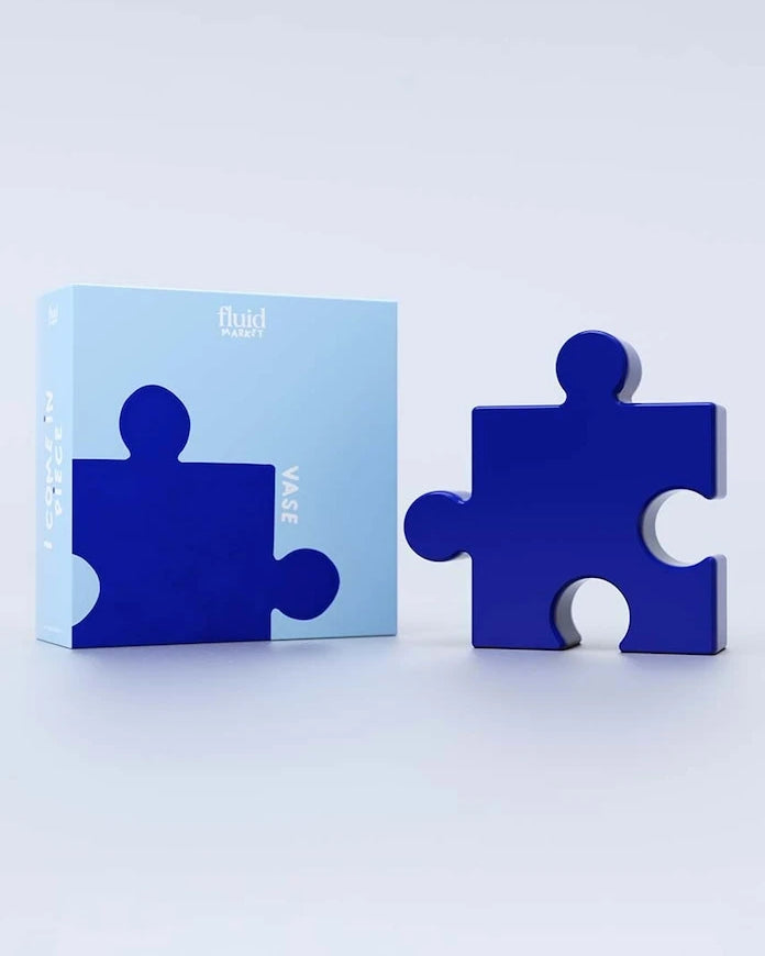 Fluid Market Blue Puzzle Vase Dekoratif Vazo