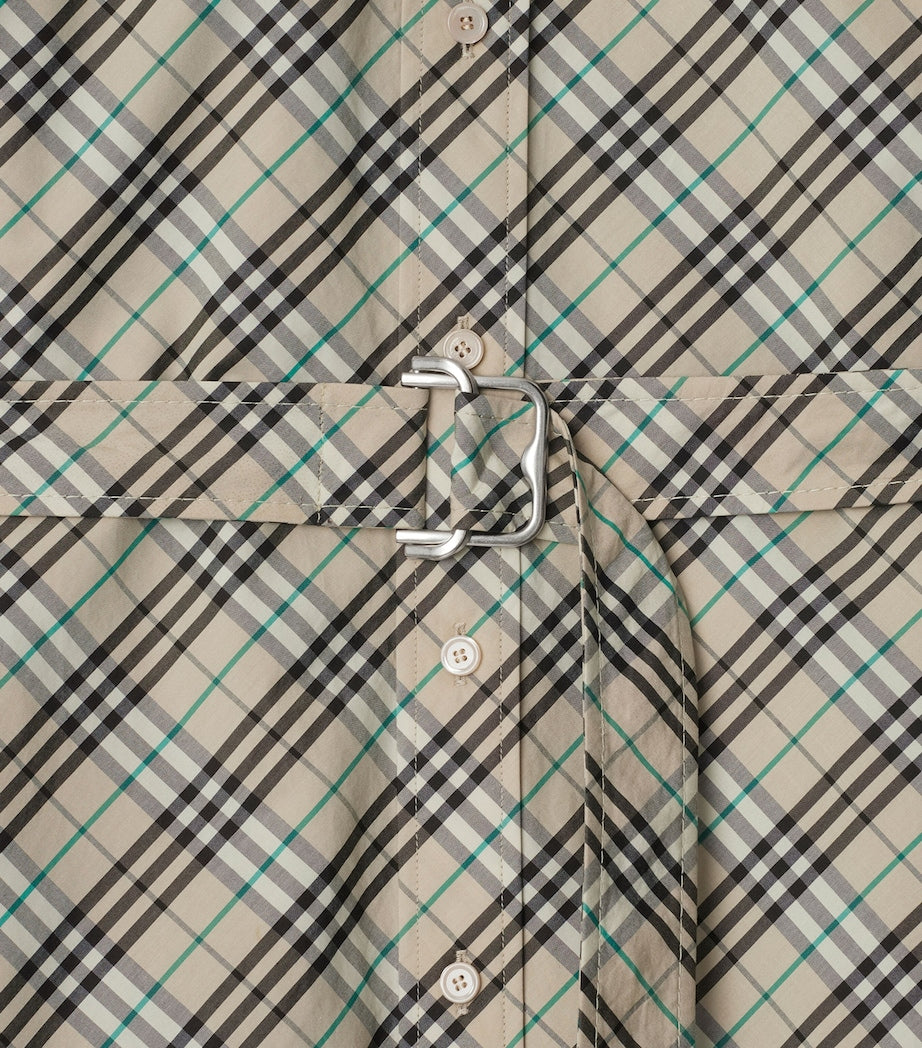 Burberry Beige Cotton Check Mini Shirt Dress