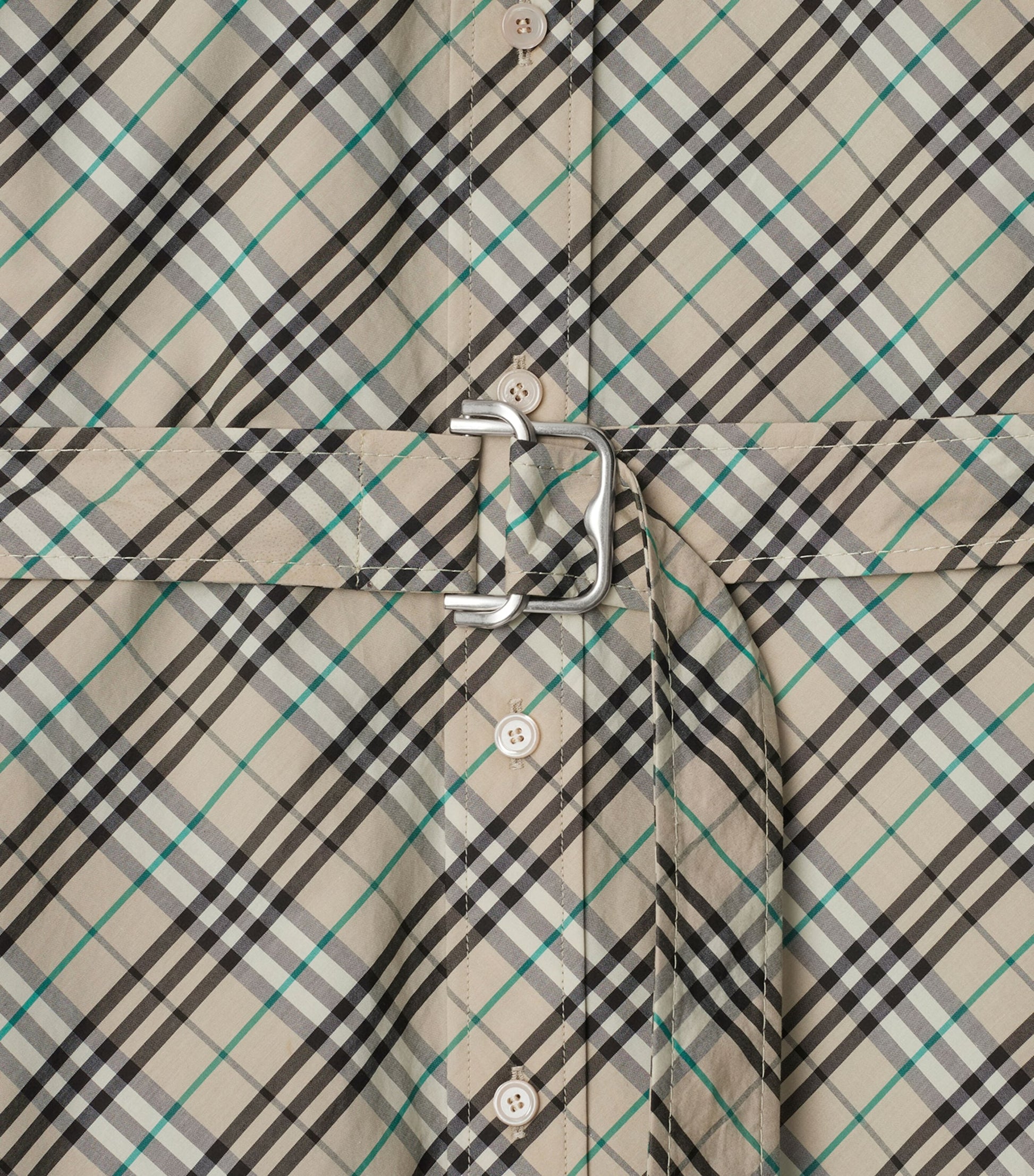 Burberry Beige Cotton Check Mini Shirt Dress