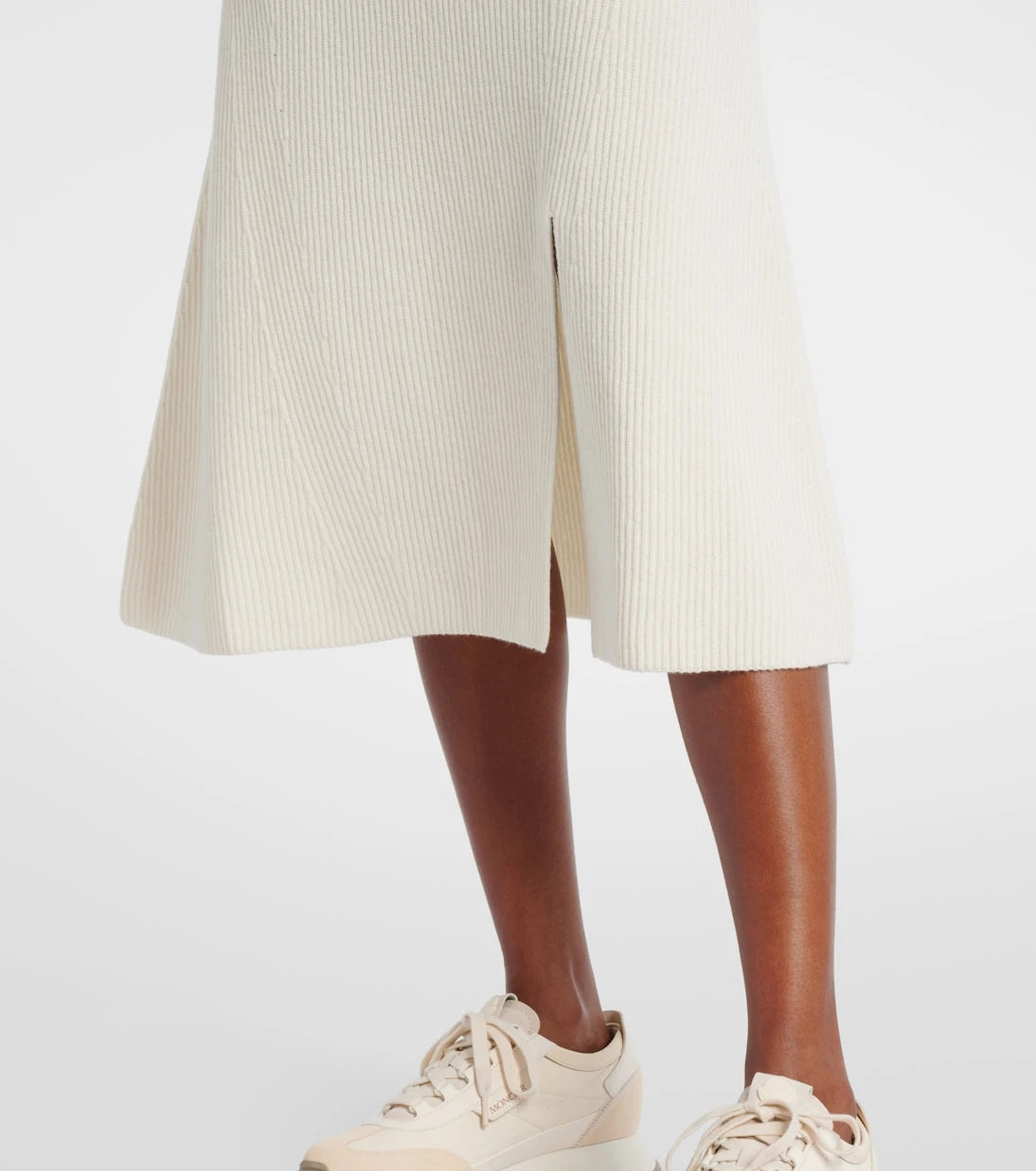 Moncler - Ribbed-knit wool and cashmere midi skirt