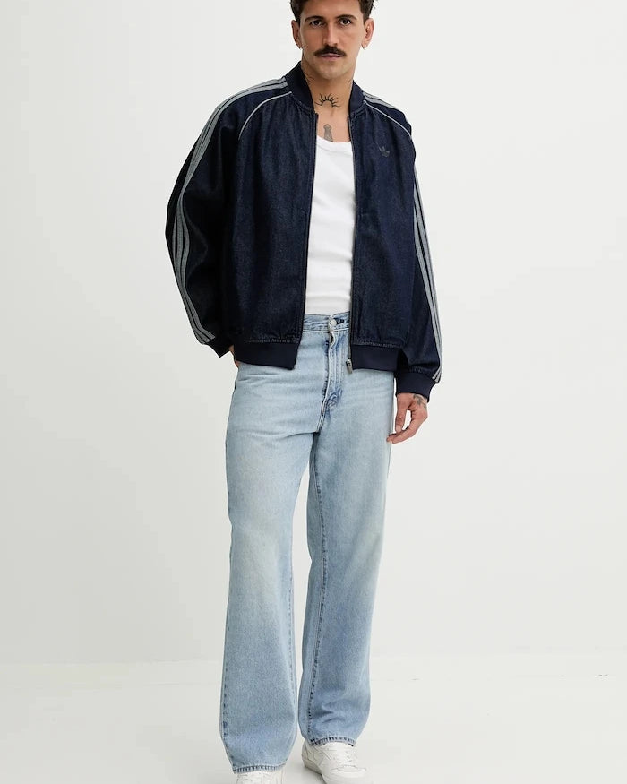 adidas Originals суичър с цип от деним Adicolor loose SST