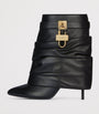 Givenchy Black Leather Scrunched Shark Lock Heeled Ankle Boots 100