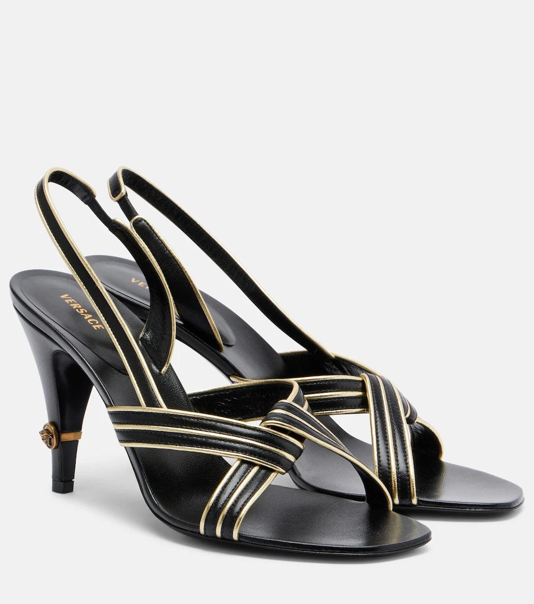 Versace - Gianni leather slingback sandals