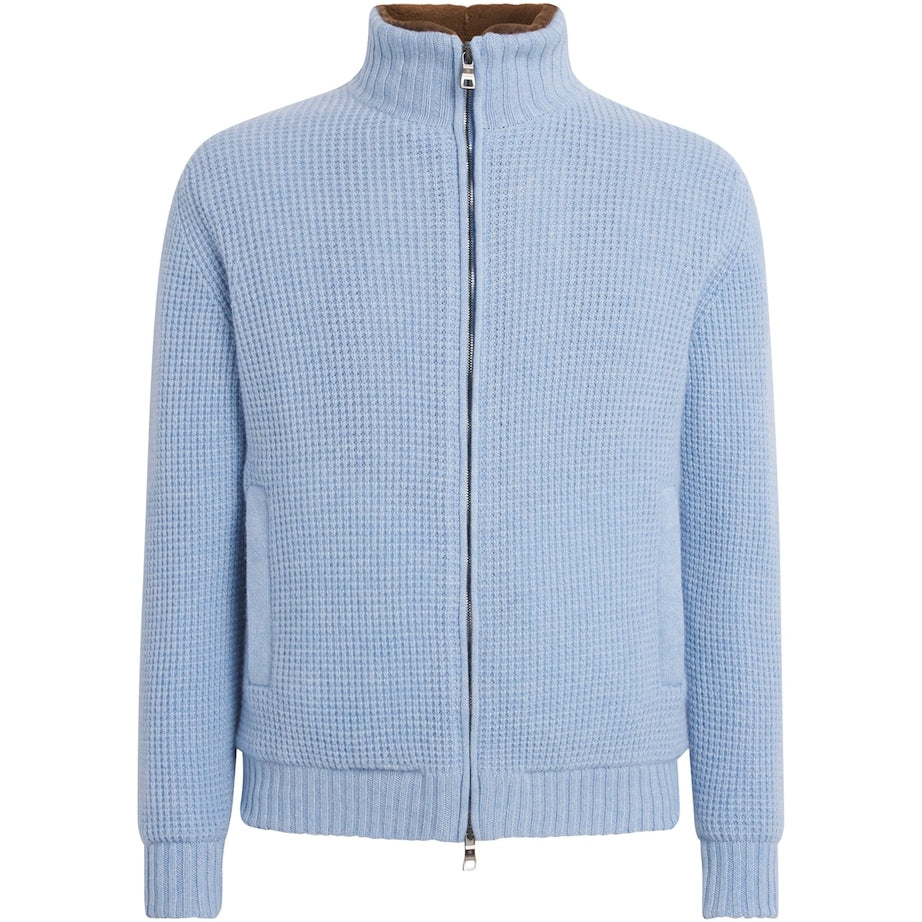 Fioroni Cashmere Blue Cashmere-Mink Bomber Jacket