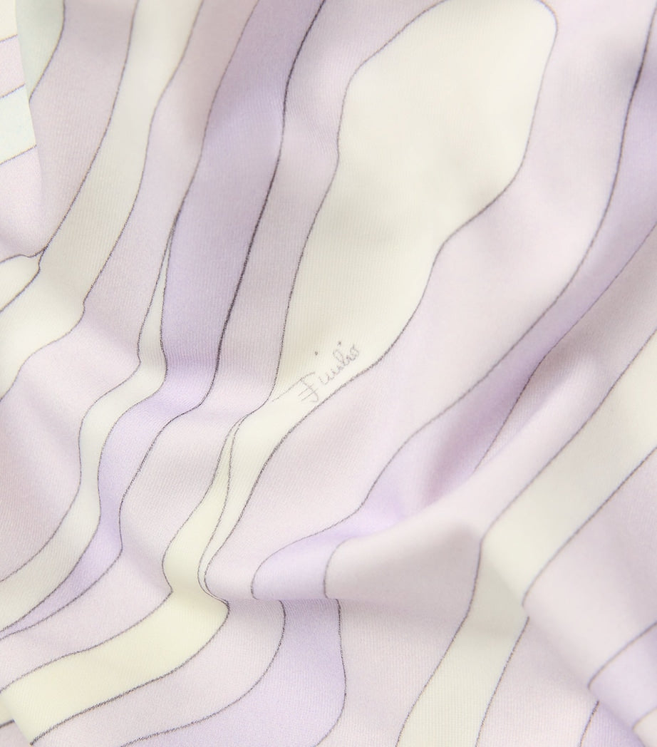 Purple Marmo Print Halterneck Swimsuit