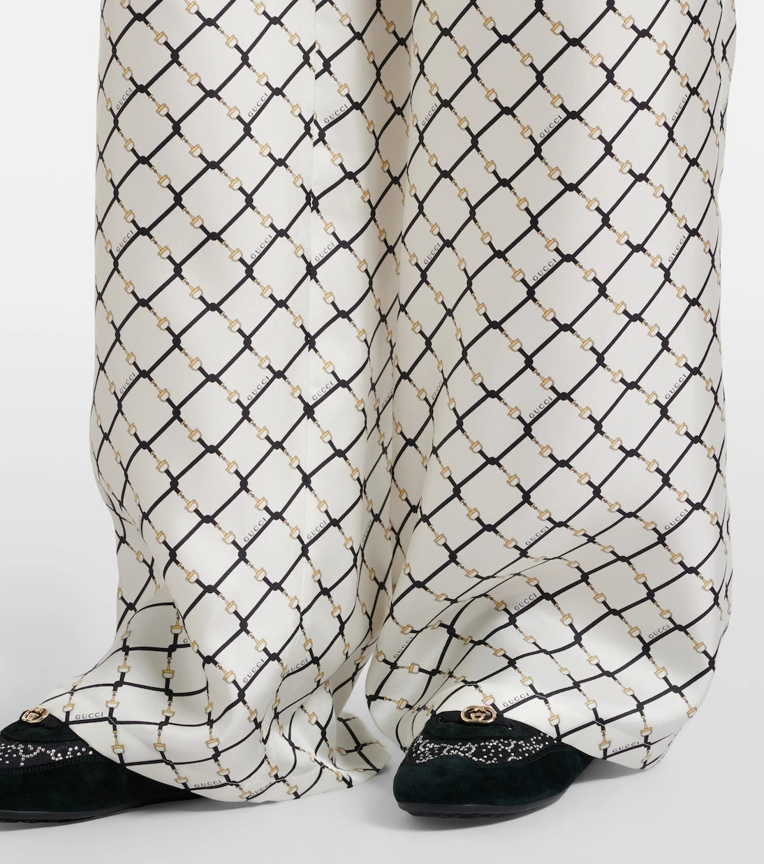Gucci - Horsebit silk twill wide-leg pants