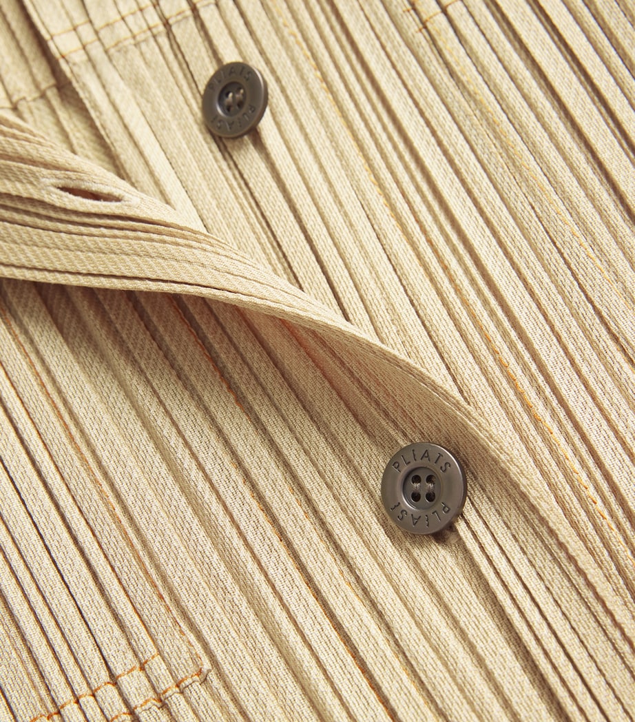 Pleated Cotton Denim Jacket