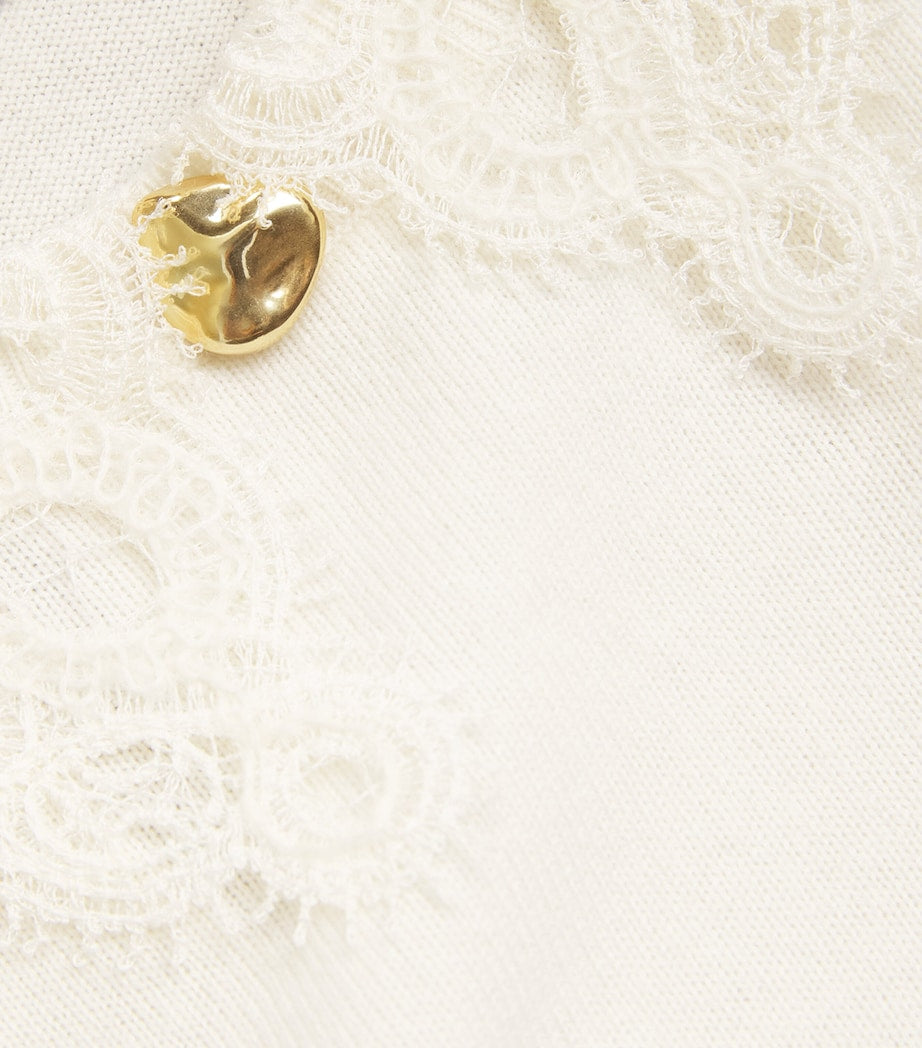 Wool-Silk-Cashmere Lace-Trim Sweater