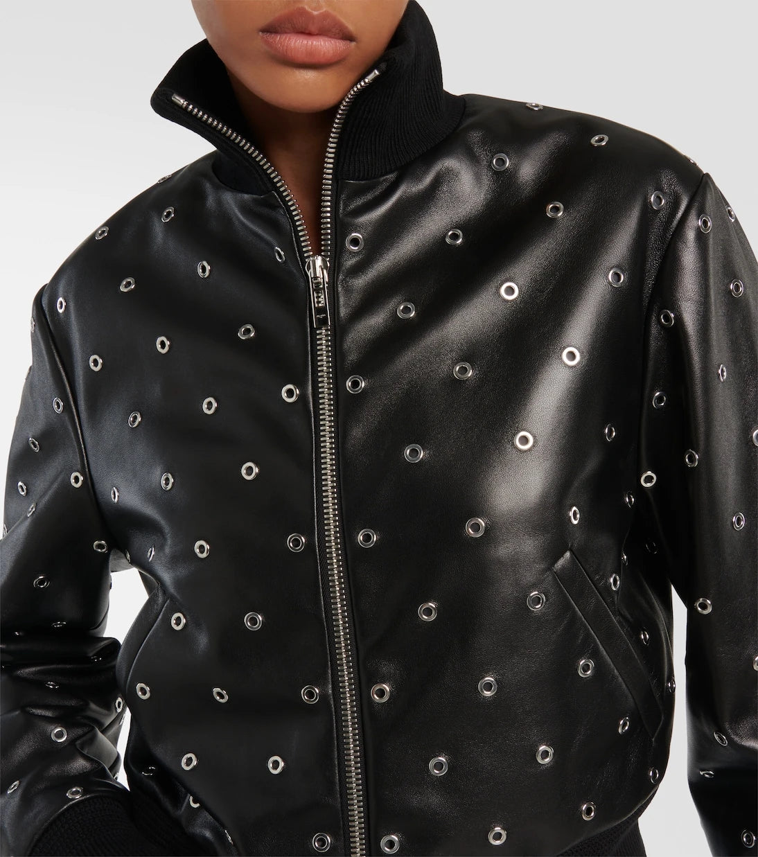 Alaïa - Studded leather bomber jacket