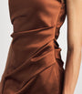 Max Mara Brown Satin Ruched Dress