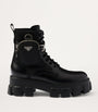 Prada Black Leather Monolith Boots with Pouch 55