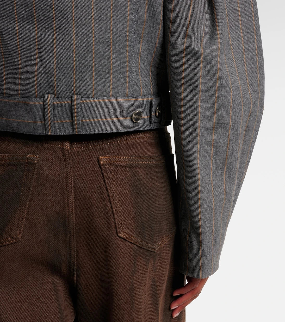 Ganni - Pinstripe cropped jacket