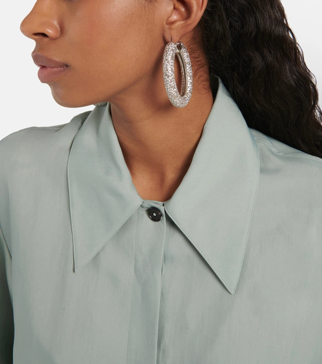 Jil Sander - أقراط حلقية مرصعة بالكريستال