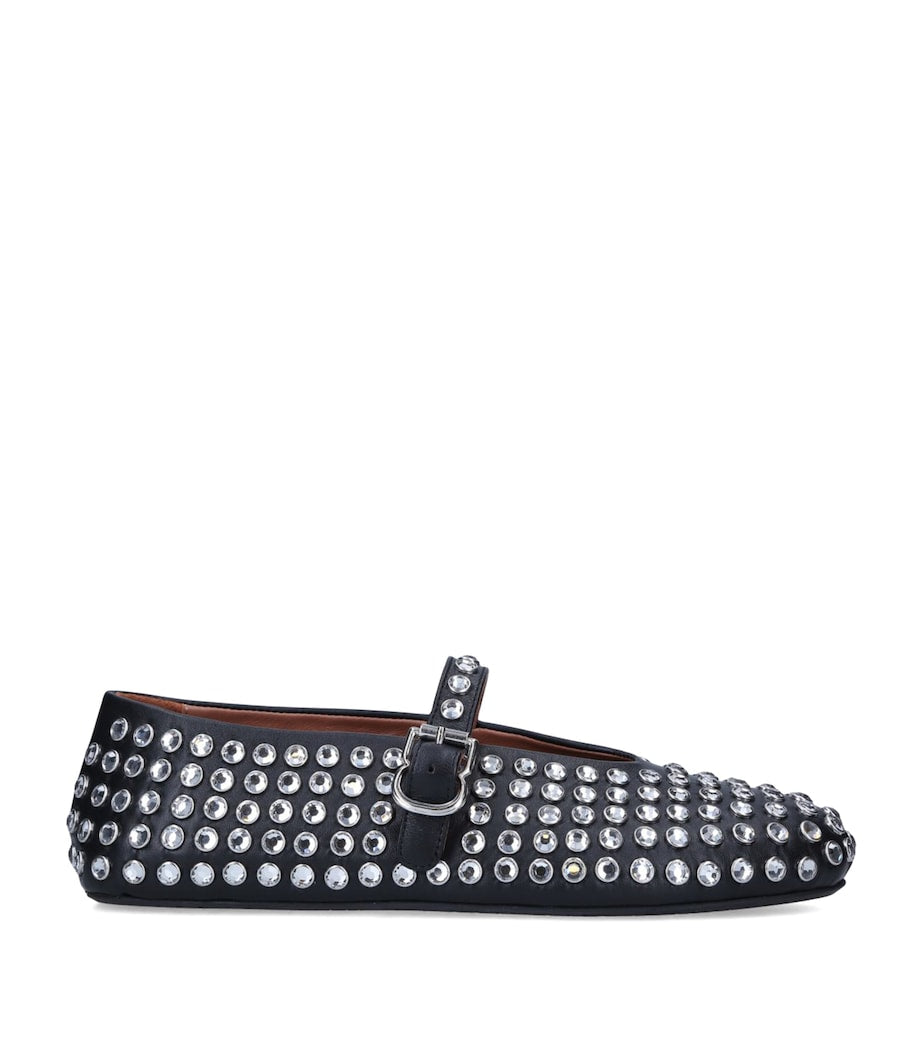 Alaïa Black Crystal-Embellished Ballet Flats