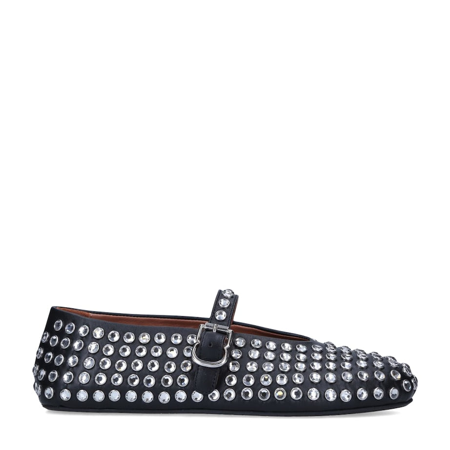 Alaïa Black Crystal-Embellished Ballet Flats