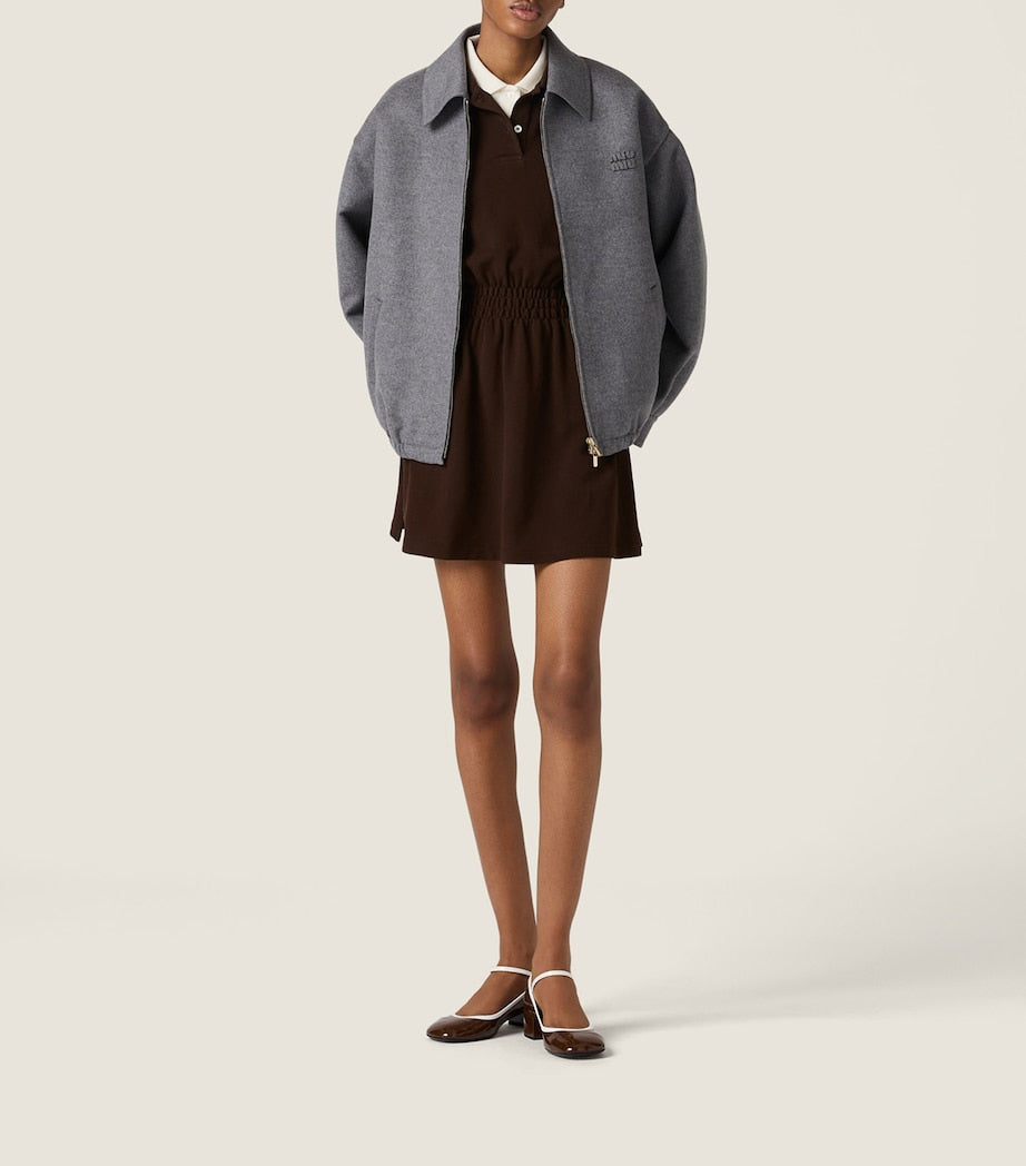 Miu Miu Brown Cotton Piqué Mini Dress