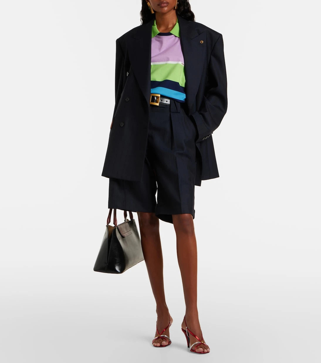 Versace - Pinstriped virgin wool Bermuda shorts