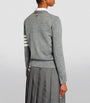 Grey Wool 4-Bar Stripe Cardigan
