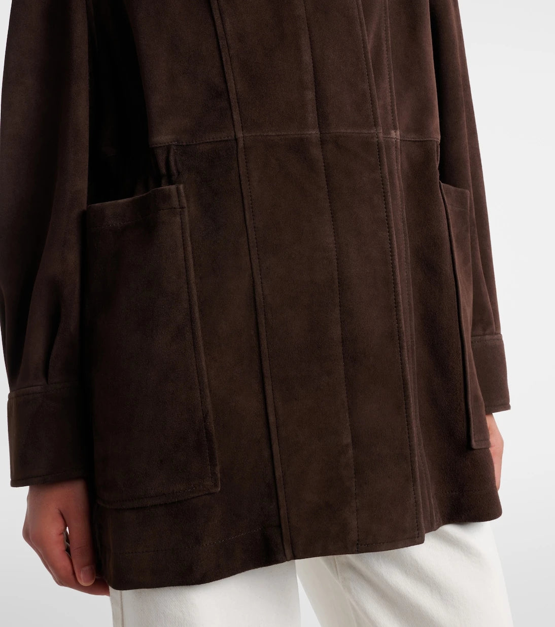 Nour Hammour - Grange leather-trimmed suede jacket