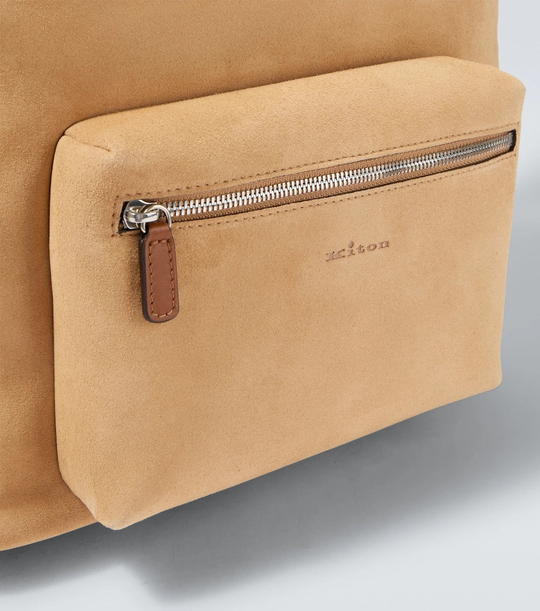 Kiton - Leather-trimmed suede backpack