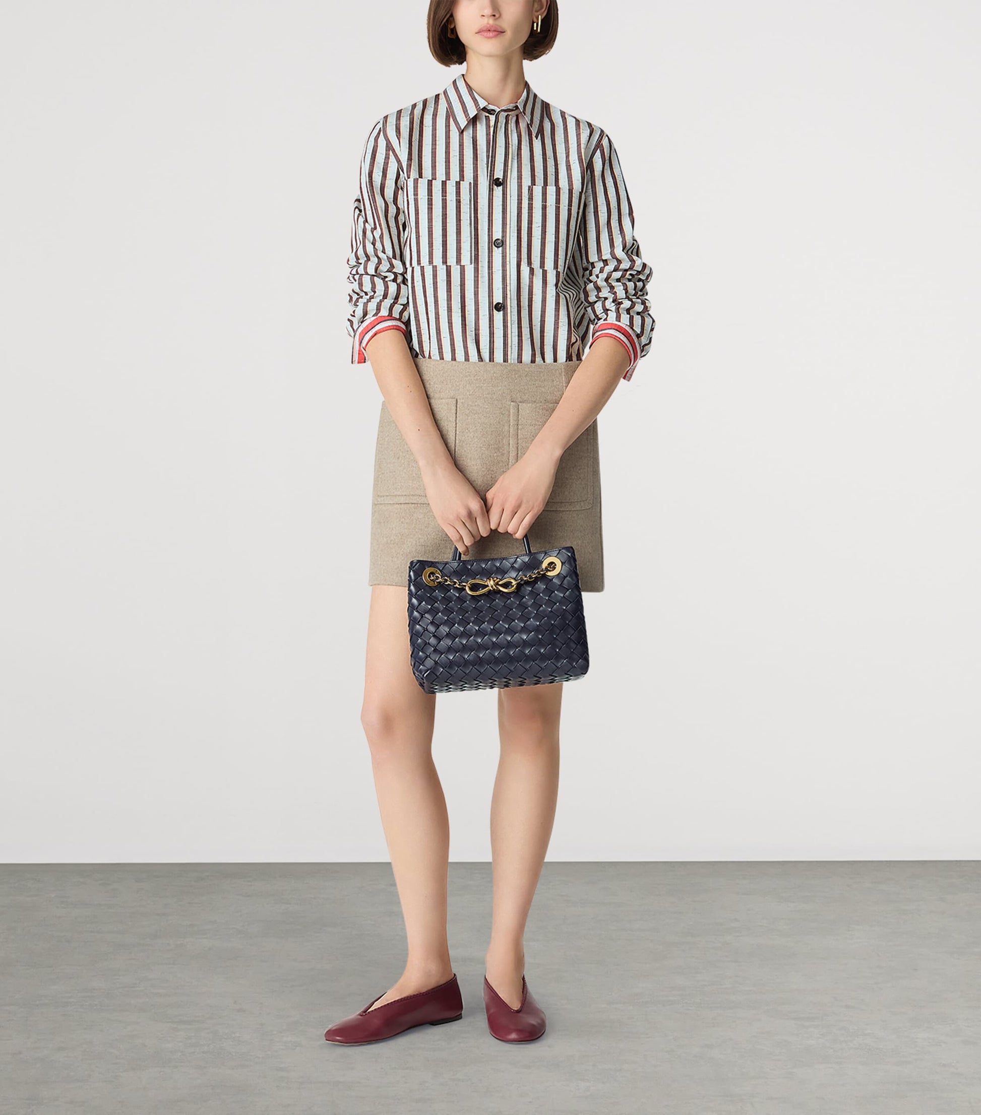 Bottega Veneta Blue Small Leather Andiamo Chain Shoulder Bag