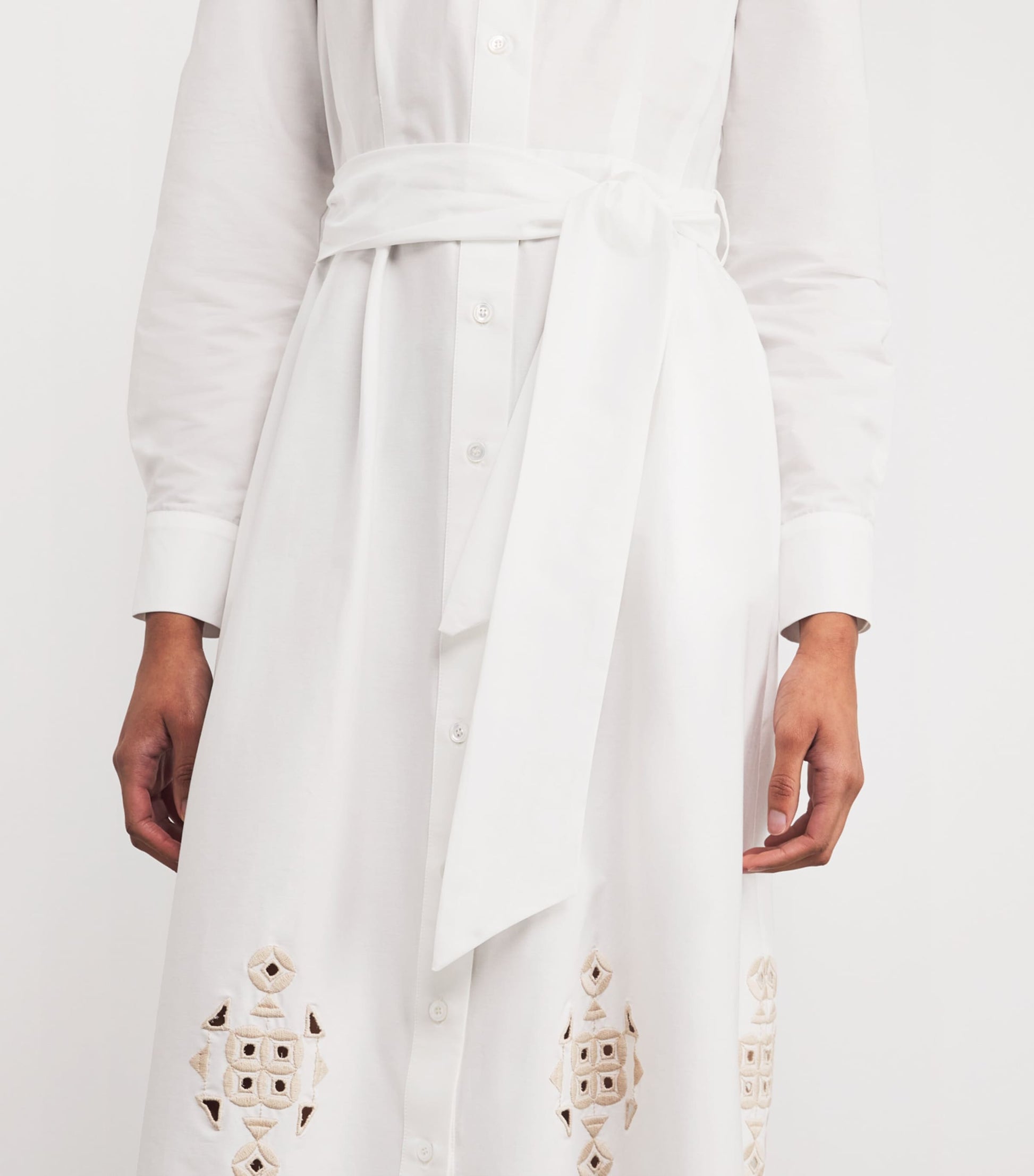 Eleventy White Stretch-Cotton Embroidered Maxi Dress