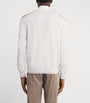 White Cotton Quarter-Zip Sweater