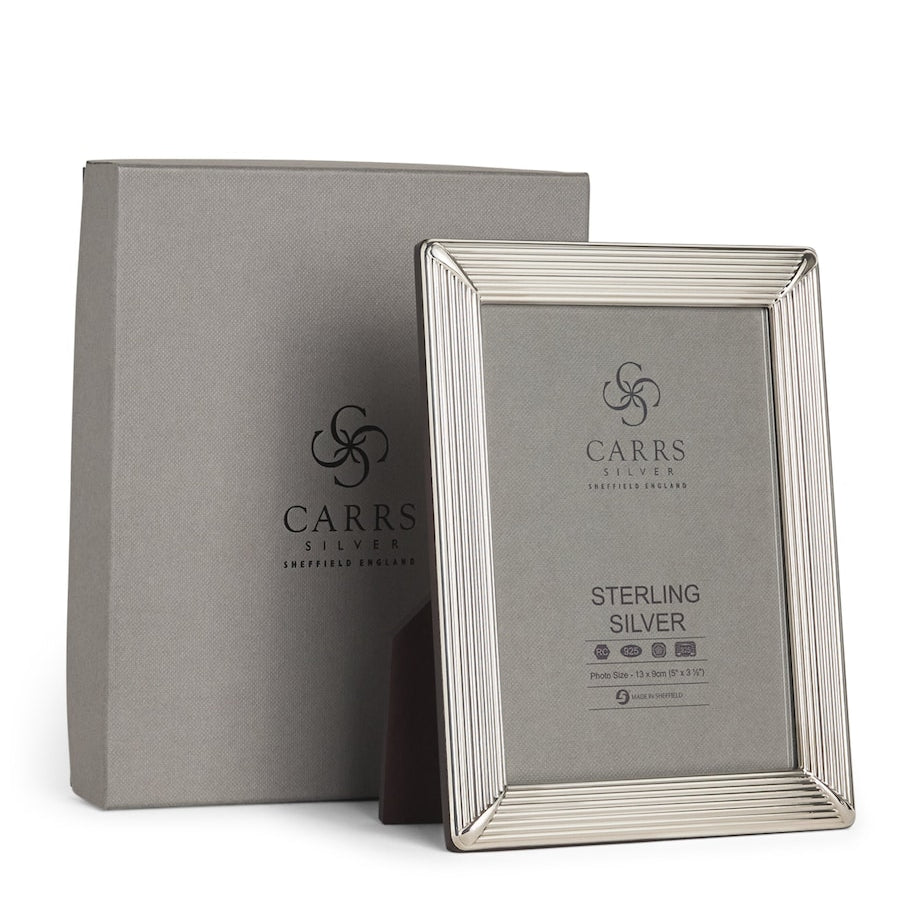 Carrs Silver Sterling Silver Fluted Photo Frame with Wood Back (5" x 3.5")