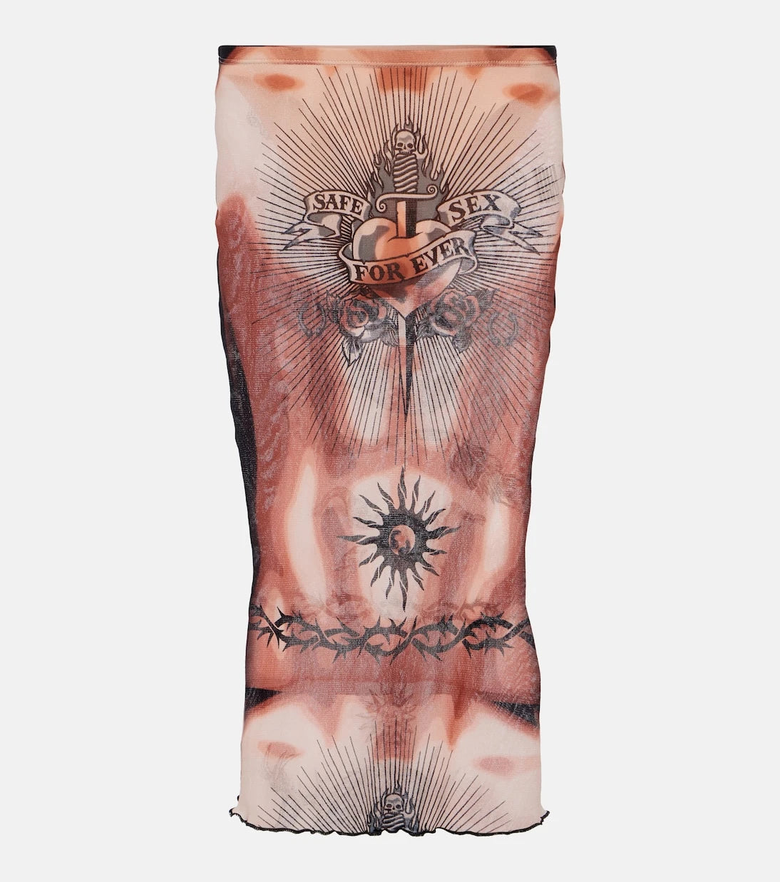 Jean Paul Gaultier - Tattoo Collection mesh midi skirt