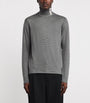Emporio Armani Blue Virgin Wool Stripe Rollneck Sweater