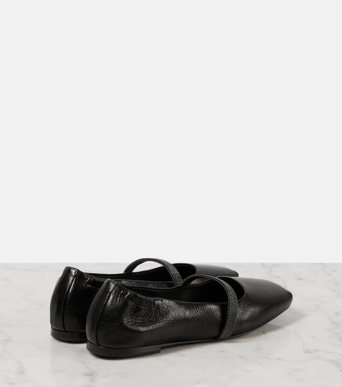 Brunello Cucinelli - Monili leather Mary Jane flats