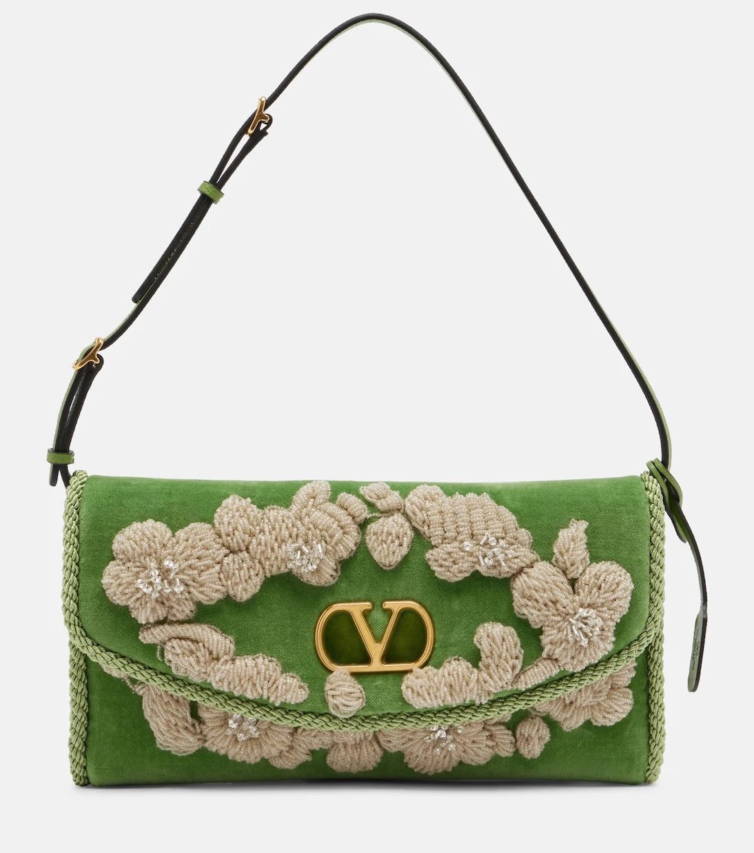 Valentino Garavani - DeVain embellished velvet shoulder bag