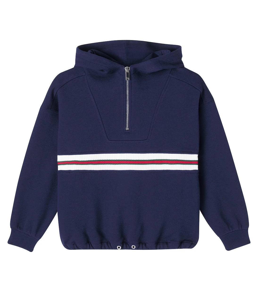 Gucci Kids - Web Stripe cotton half-zip hoodie