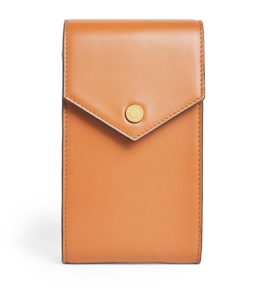 Tan Leather Phone Pouch Cross-Body Bag