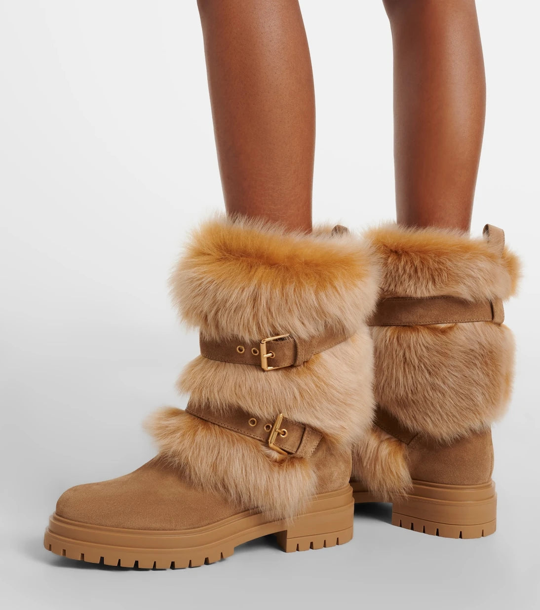 Gianvito Rossi - Maverick suede and shearling biker boots