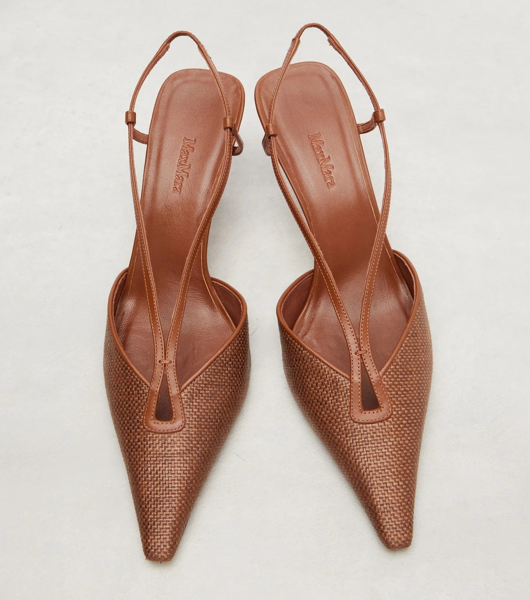 Max Mara - Leather-trimmed slingback pumps