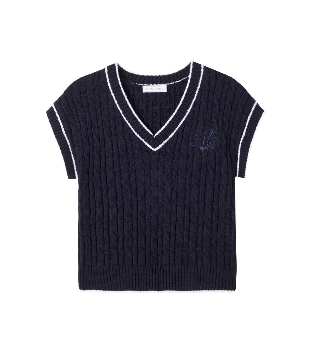Monnalisa - Cable-knit wool and cotton sweater vest