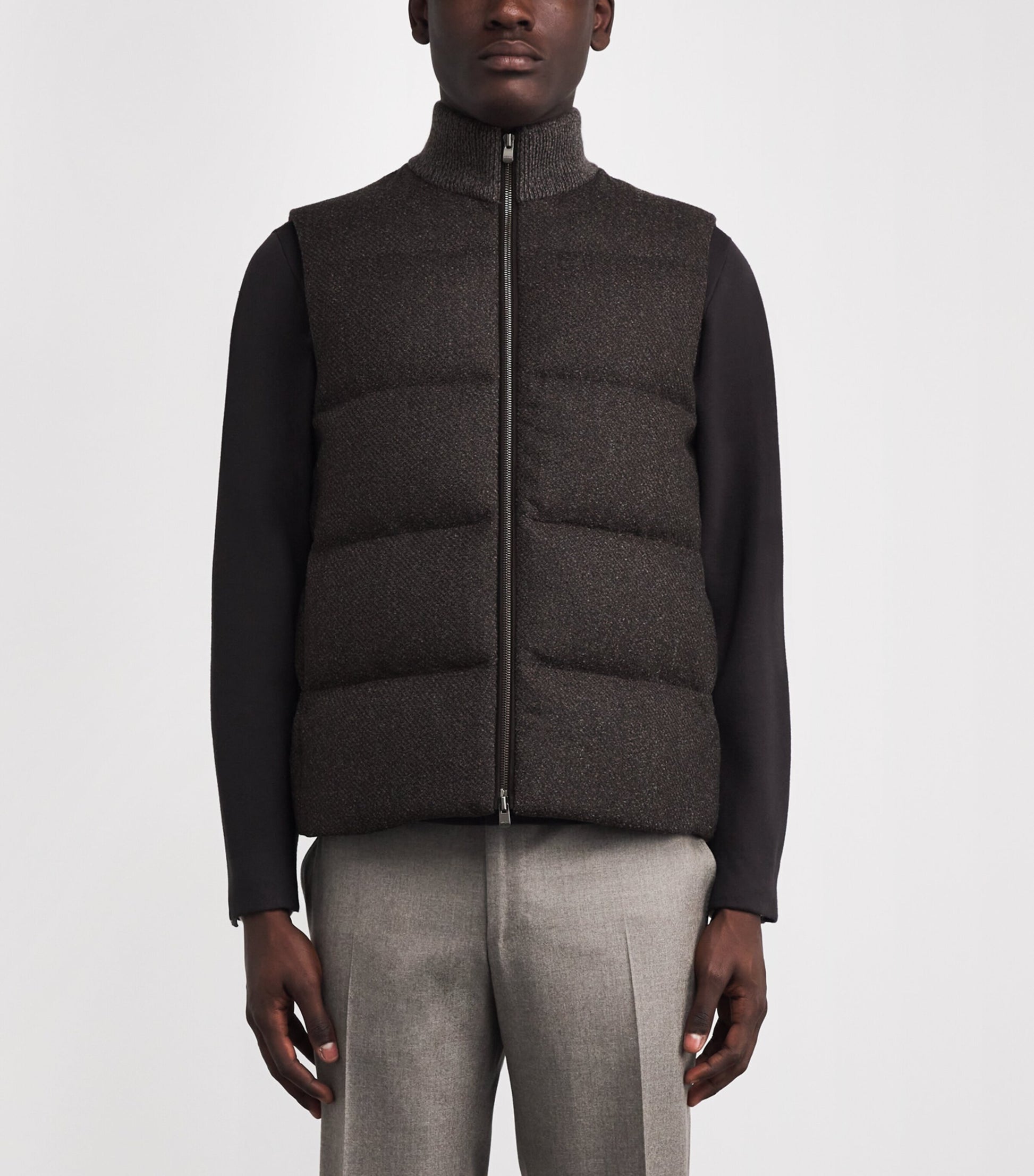 Agnona Brown Wool-Blend Padded Gilet