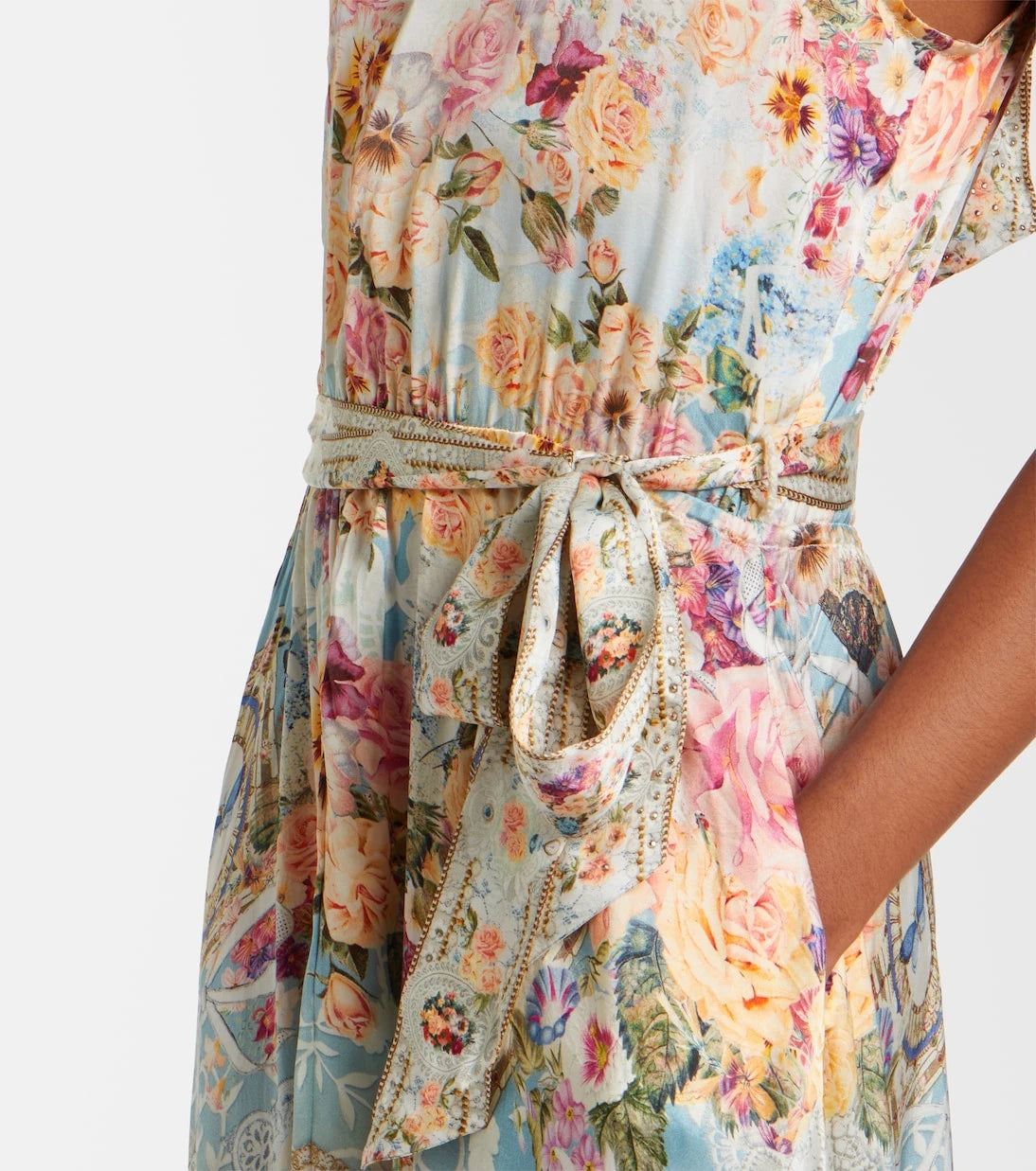 Camilla - Embellished floral silk maxi dress