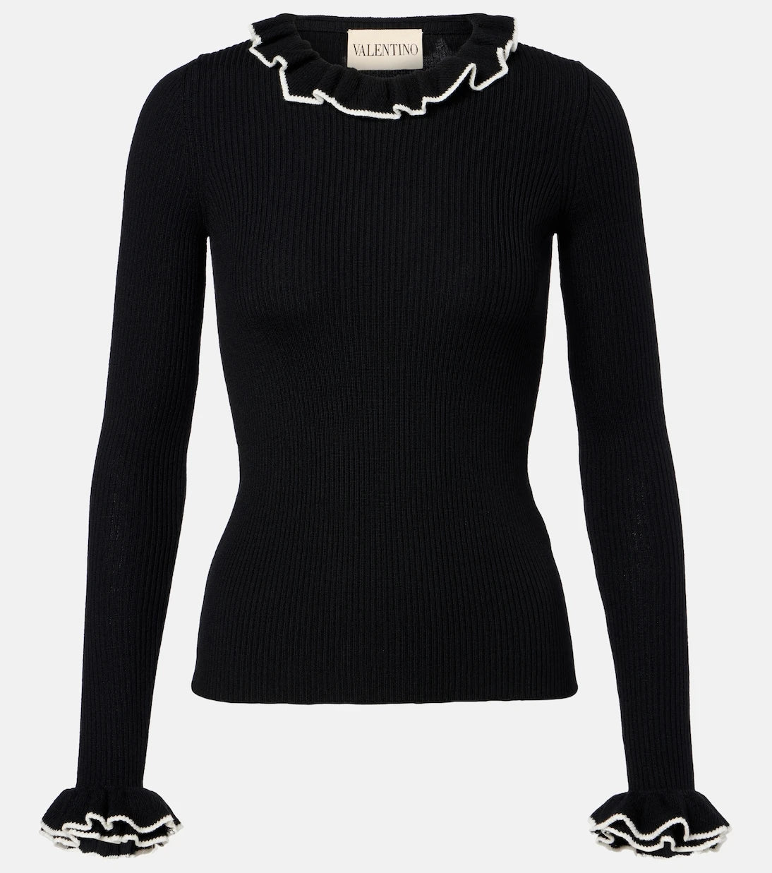 Valentino - Ruffled virgin wool sweater