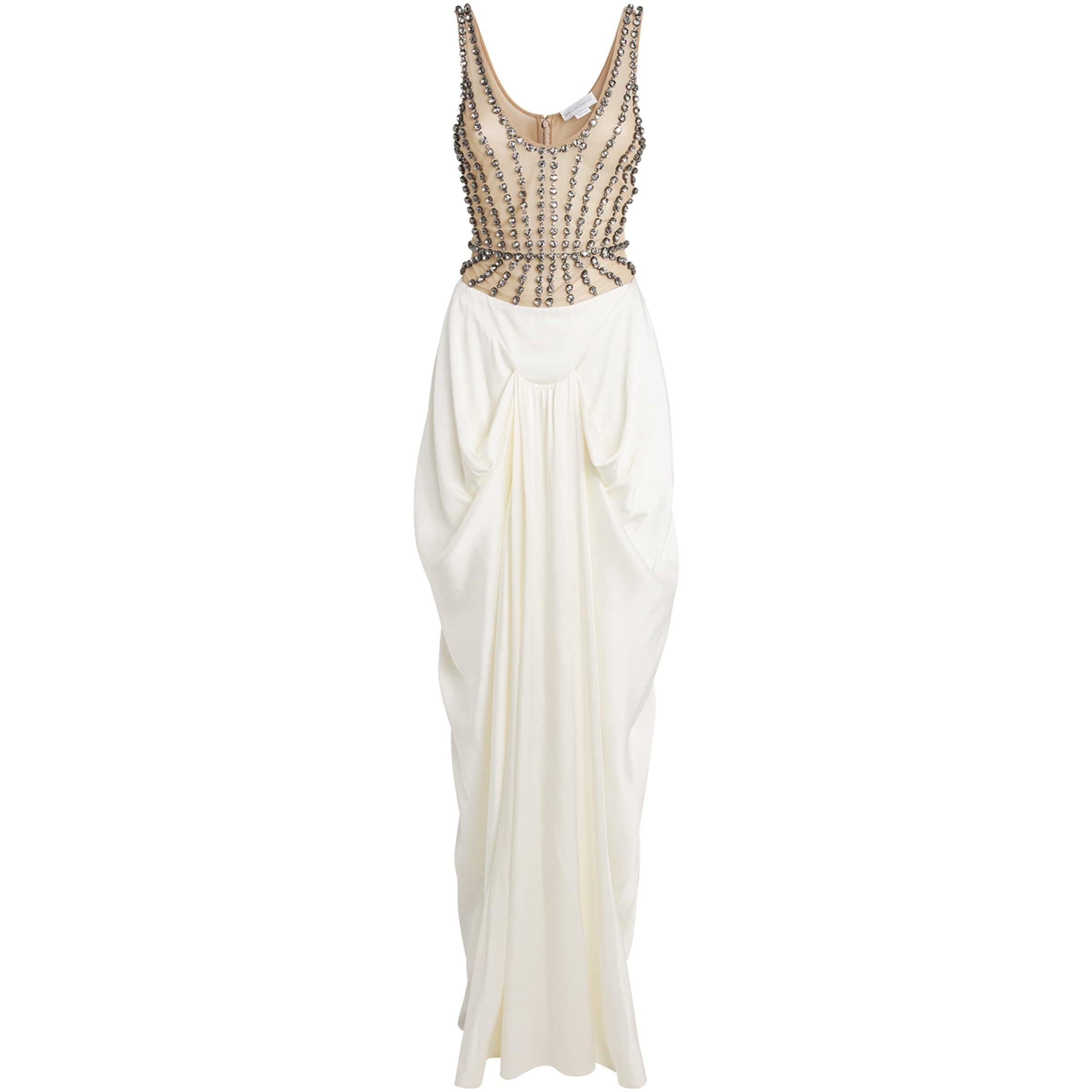 Stella McCartney Ivory Satin Crystal Maxi Dress