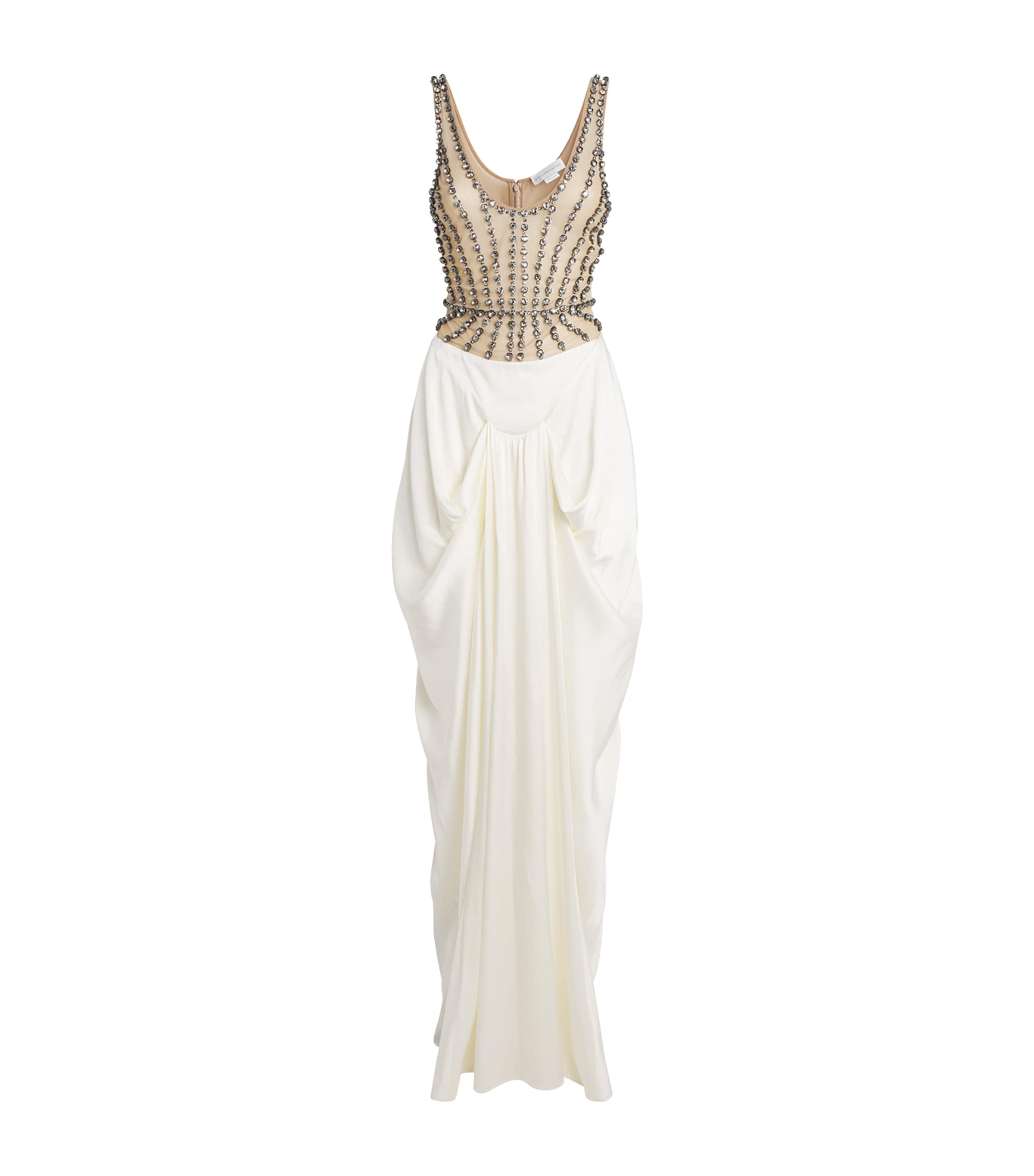 Stella McCartney Ivory Satin Crystal Maxi Dress
