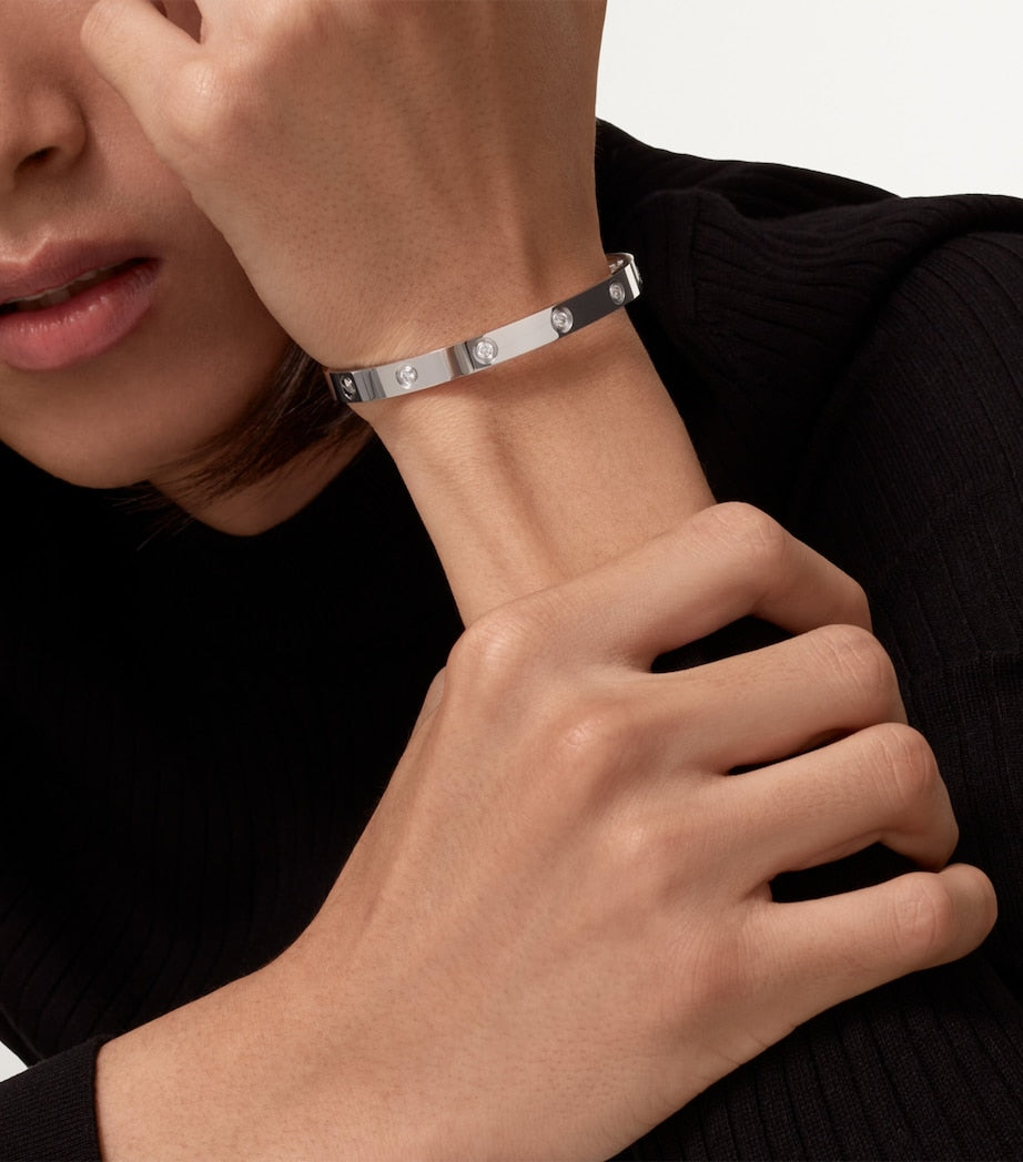 White Gold and Diamond LOVE Bangle