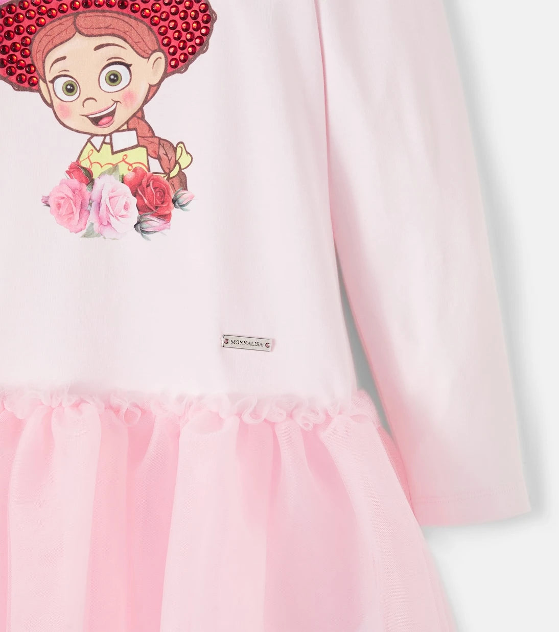 Monnalisa - Embellished printed cotton-blend dress