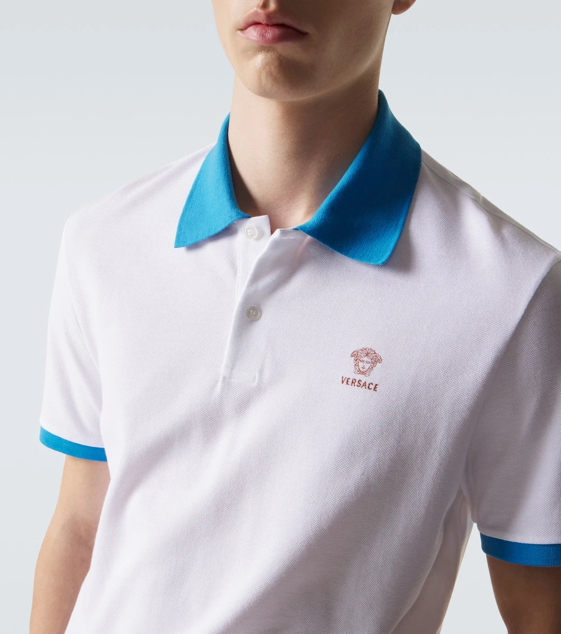 Versace - Printed cotton piqué polo shirt
