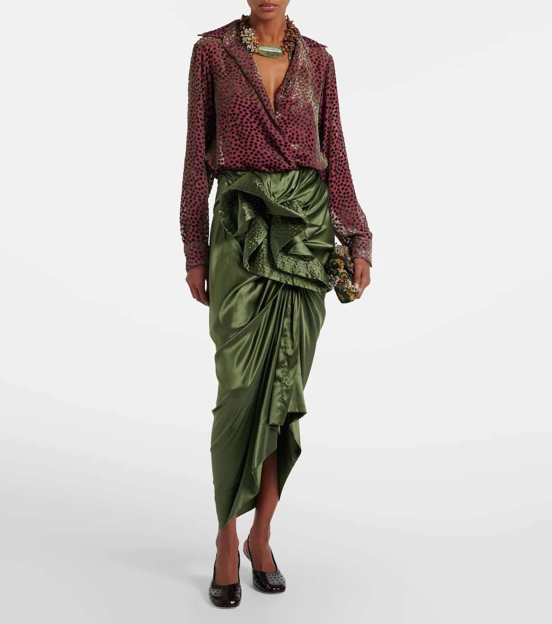 Dries Van Noten - 65 perforated leather slingback pumps