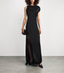 Victoria Beckham Black Satin Side-Split Gown