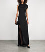 Victoria Beckham Black Satin Side-Split Gown
