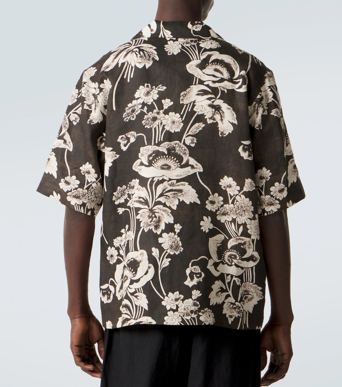 Commas - Floral linen bowling shirt