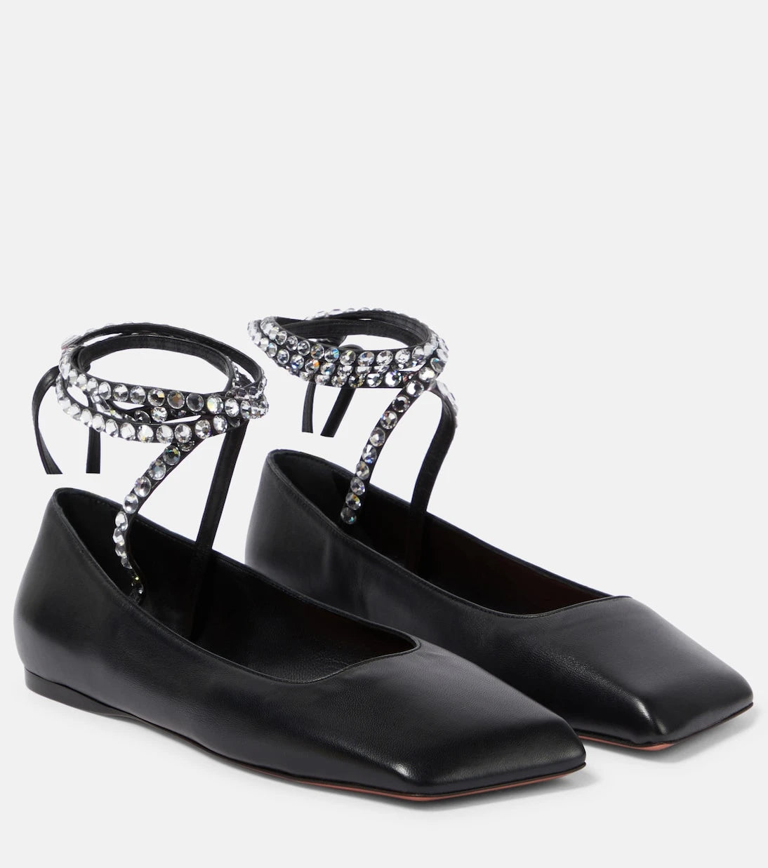 Amina Muaddi - Ane embellished leather ballet flats